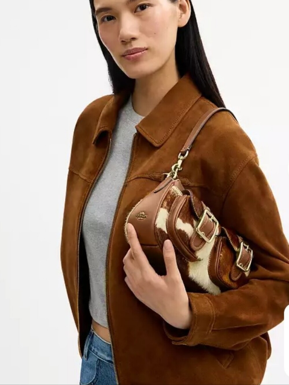 Coach Ashton Shoulder Bag in Gold/Cow Multi Haircalf - Picture 7 of 10